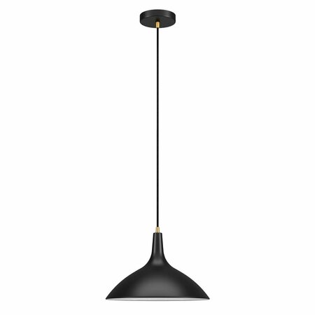 HUDSON & CANAL Henn &amp; Hart  Barton Matte Black Metal Pendant with Brass Accents PD0758